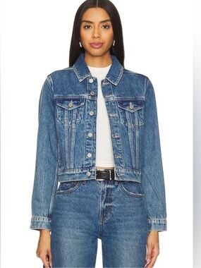 REVOLVE x Good American Denim long sleeve trucker jacket